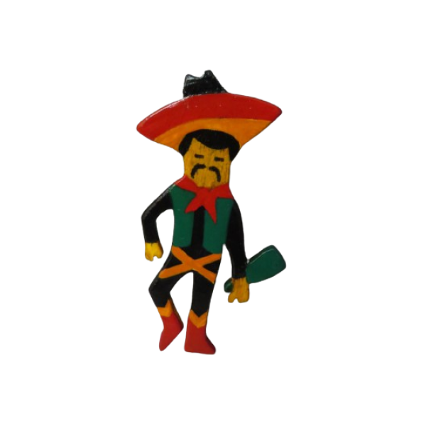 Wood handmade Mexican  brooch