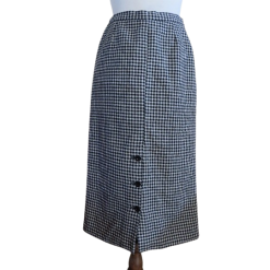 Vintage 50s style Black and White  wool skirt , size S