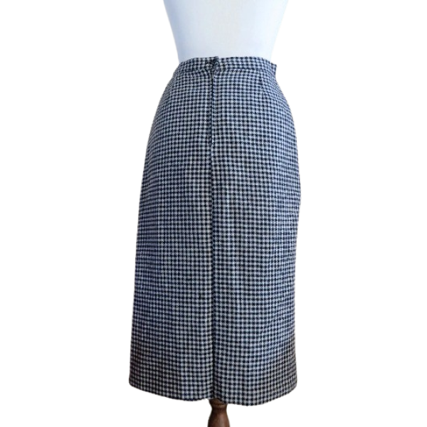 Vintage 50s style Black and White  wool skirt , size S - Image 2