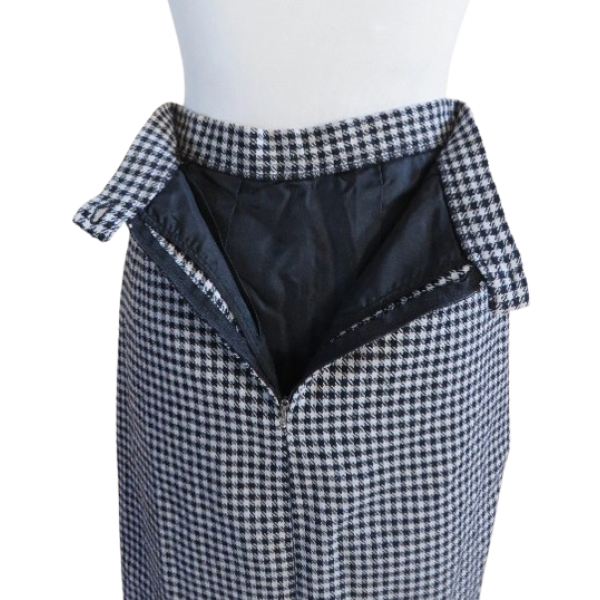 Vintage 50s style Black and White  wool skirt , size S - Image 4