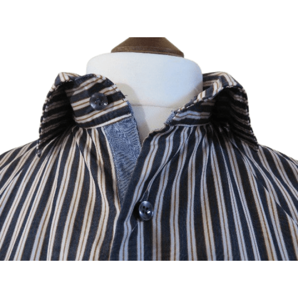 Vintage 90s Blue Striped man shirt size L - Image 4