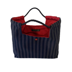 Black and Grey Striped Handbag