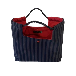 Black and Grey Striped Handbag