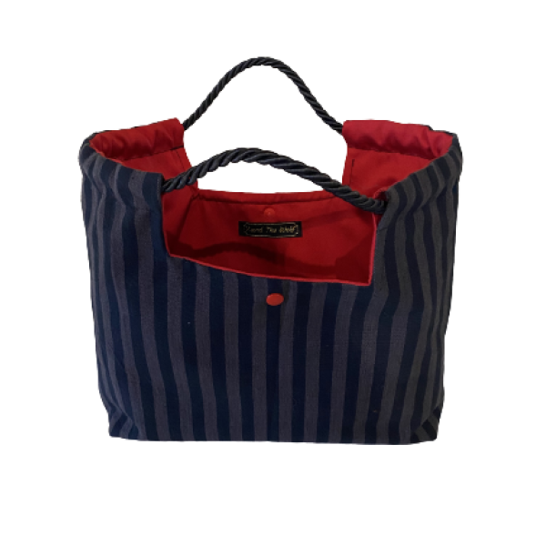 Black and Grey Striped Handbag