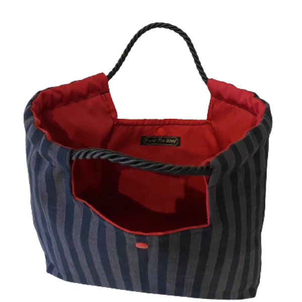 Black and Grey Striped Handbag - Image 2