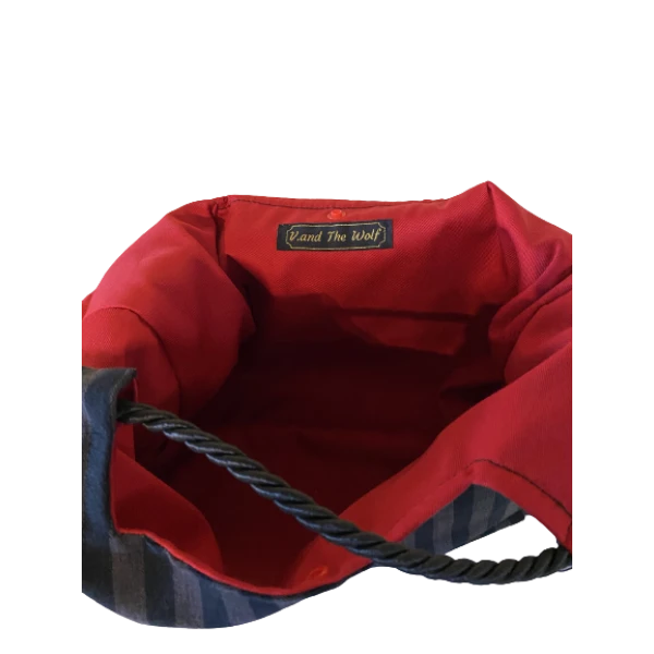 Black and Grey Striped Handbag - Image 4