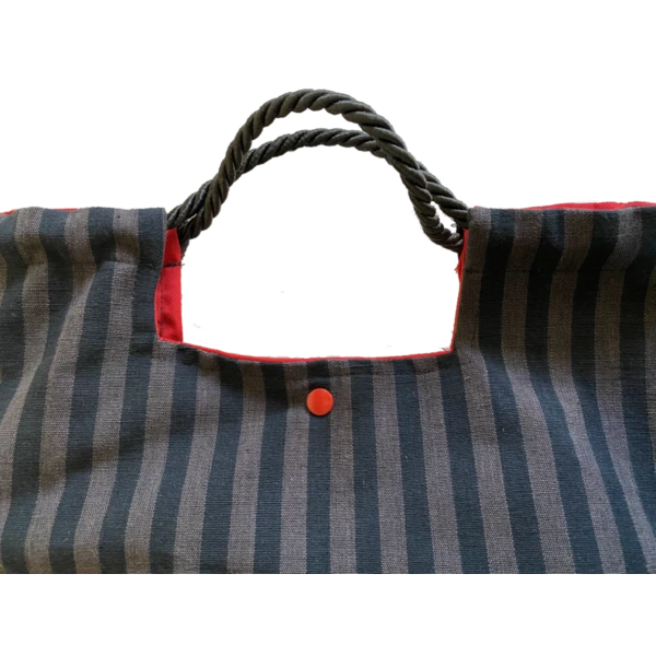 Black and Grey Striped Handbag - Image 3