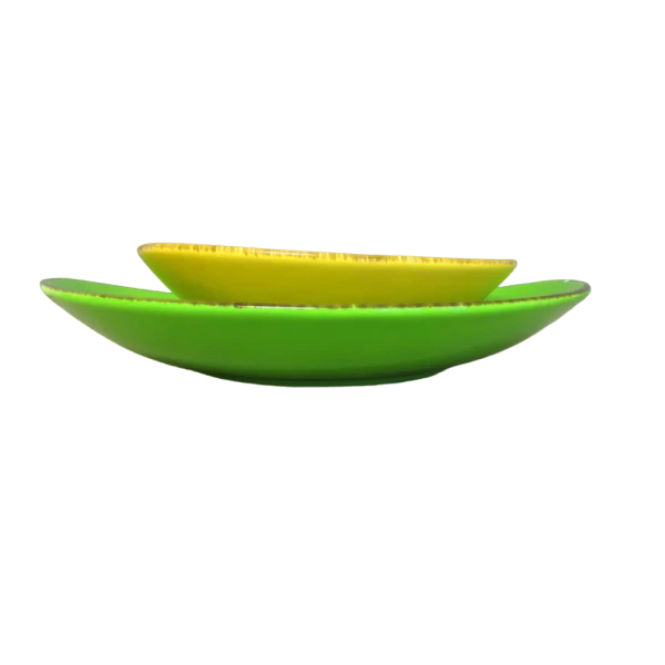 Vintage Green and Yellow Ceramic Duo Plates - Image 5