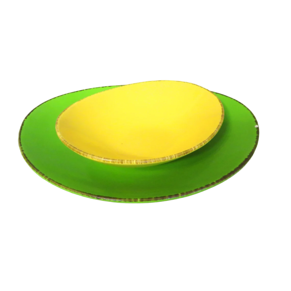 Vintage Green and Yellow Ceramic Duo Plates