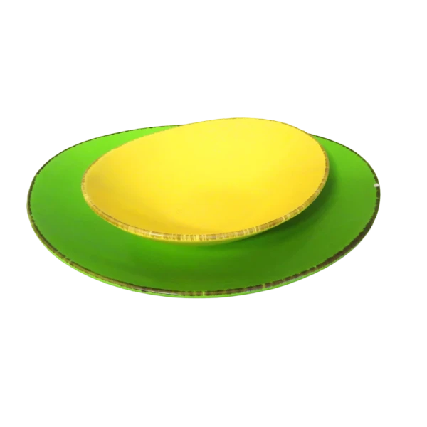 Vintage Green and Yellow Ceramic Duo Plates