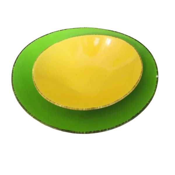 Vintage Green and Yellow Ceramic Duo Plates - Image 6