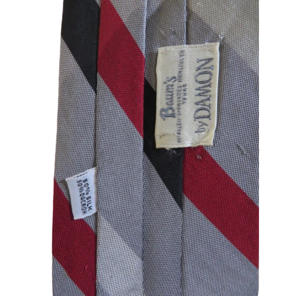 Vintage 40s/50s Grey and Red Tie - Image 3