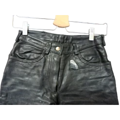 Vintage 70s/80s Biker  Black leather Woman pants , size S