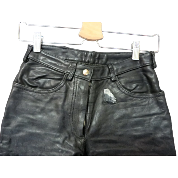 Vintage 70s/80s Biker  Black leather Woman pants , size S