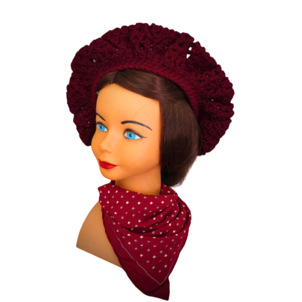 Burgundy  Crochet Beret - Image 5