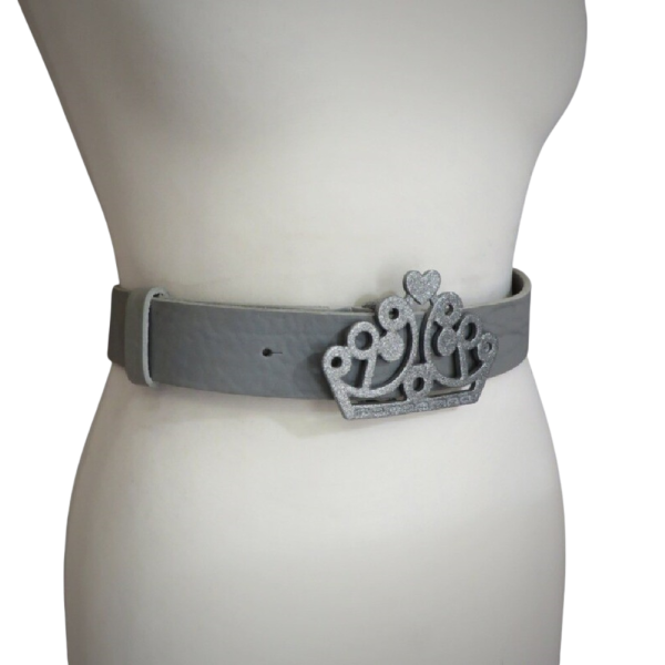 Vintage 90s Grey Woman belt Crown buckle - Image 2