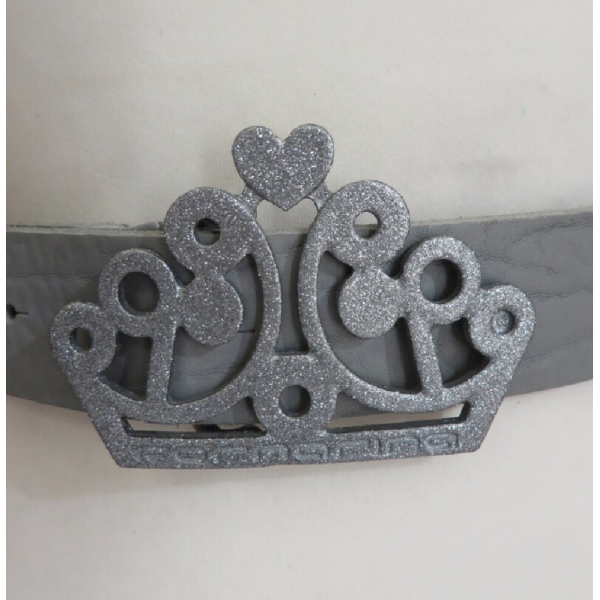 Vintage 90s Grey Woman belt Crown buckle - Image 4