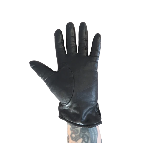Vintage 80s/90s Black Leather Woman gloves , XS/S - Image 2