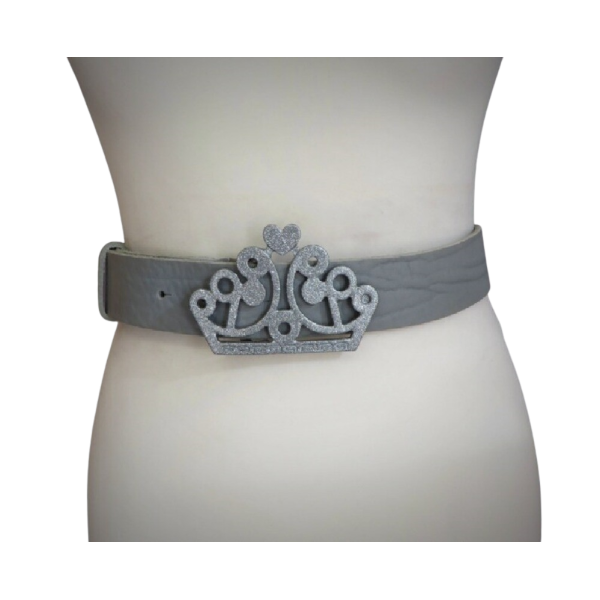 Vintage 90s Grey Woman belt Crown buckle