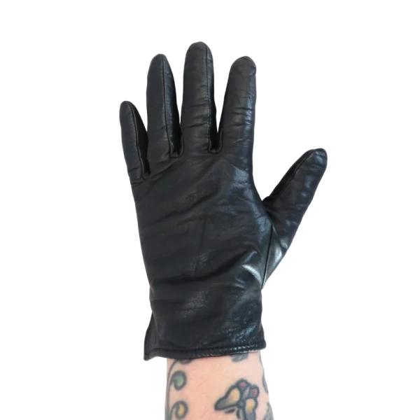 Vintage 80s/90s Black Leather Woman gloves , XS/S - Image 3