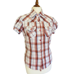 Vintage 90s Brown Tartan Woman shirt size S