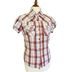 Vintage 90s Brown Tartan Woman shirt size S