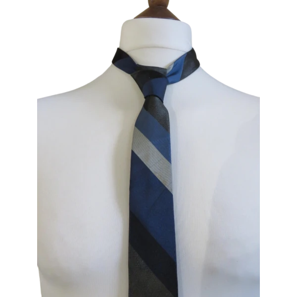 Vintage 80s/90s Blue and grey Tie - Image 2