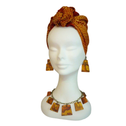 Wood necklace and earrings  jewel set