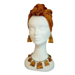 Wood necklace and earrings  jewel set