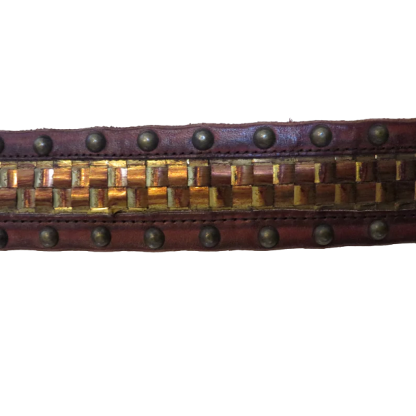 Bronze metal and Brown Leather belt - Image 3