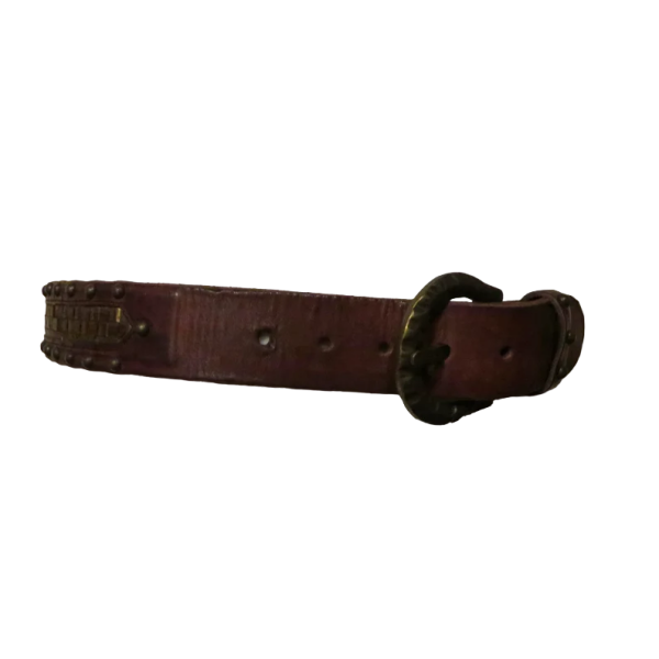 Bronze metal and Brown Leather belt - Image 4