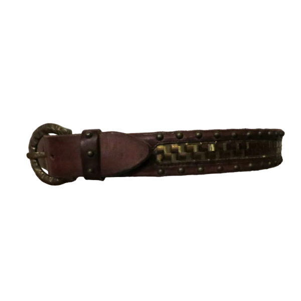 Bronze metal and Brown Leather belt