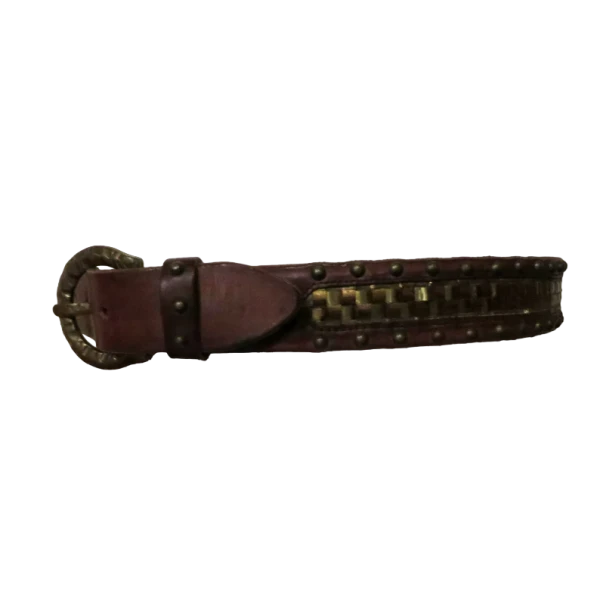 Bronze metal and Brown Leather belt