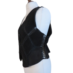 Vintage 70s Black suede Woman gilet size S/M