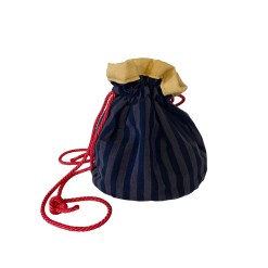 Black and Grey striped Pouch Bag