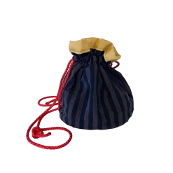 Black and Grey striped Pouch Bag