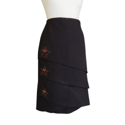 Black Skirt and Flower Embroidery  size S/M