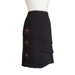 Black Skirt and Flower Embroidery  size S/M