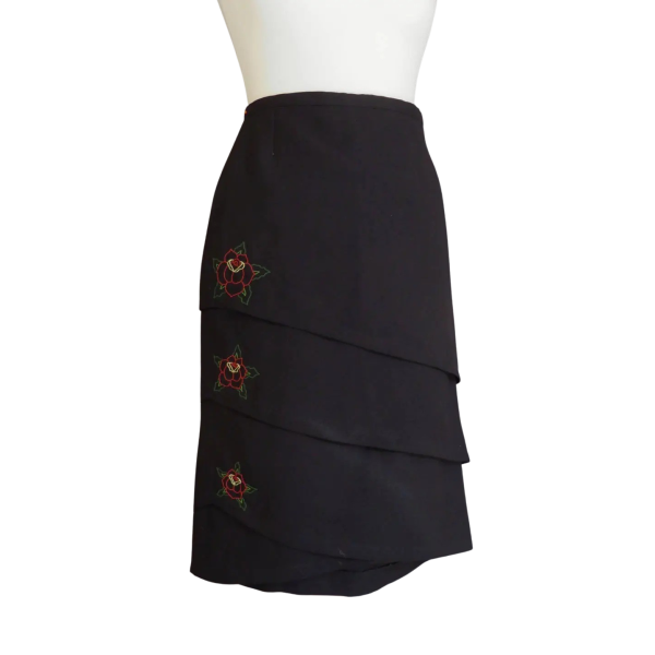 Black Skirt and Flower Embroidery  size S/M