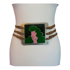 Vintage 70s Hand Painted Metal  belt