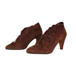 Vintage 80s  Brown Suede Booties , size 35 EU