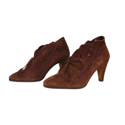 Vintage 80s  Brown Suede Booties , size 35 EU