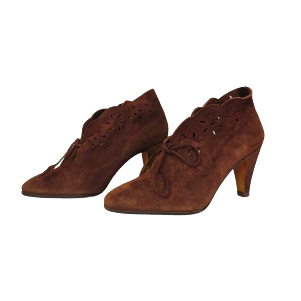 Vintage 80s  Brown Suede Booties , size 35 EU