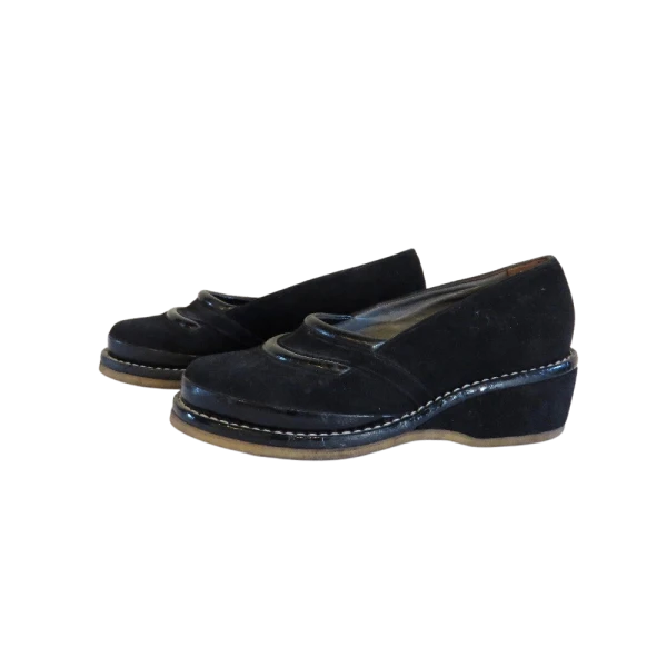 Vintage 40s Black Loafer shoes Woman size 5 US - Image 4
