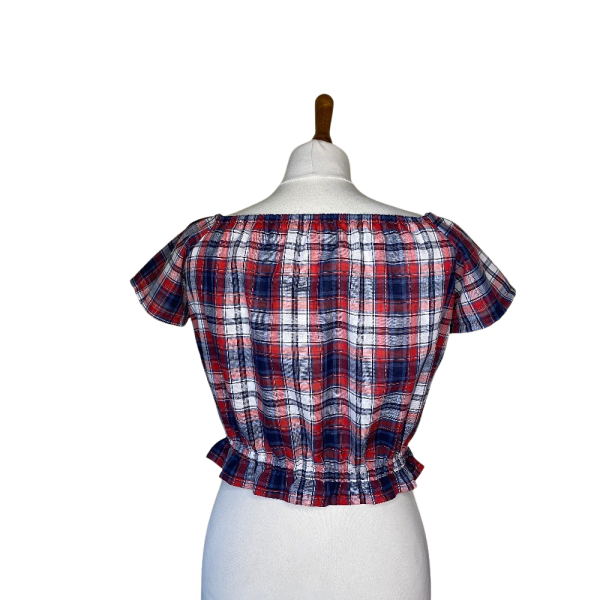 Blue and Red Tartan Top size S - Image 3
