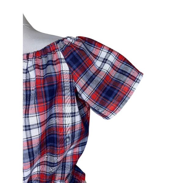 Blue and Red Tartan Top size S - Image 4