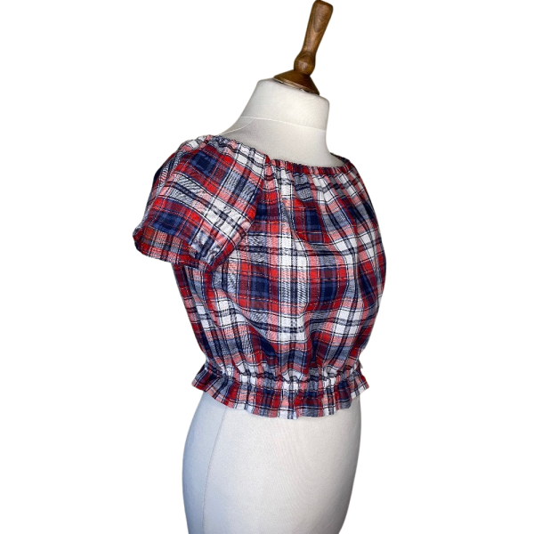 Blue and Red Tartan Top size S - Image 5