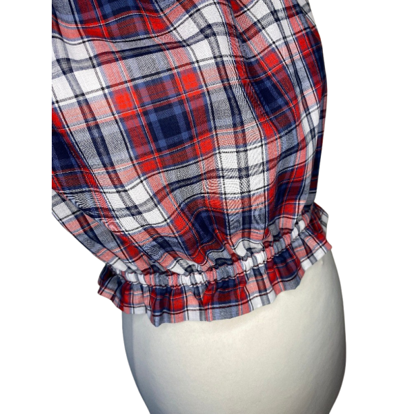 Blue and Red Tartan Top size S - Image 6