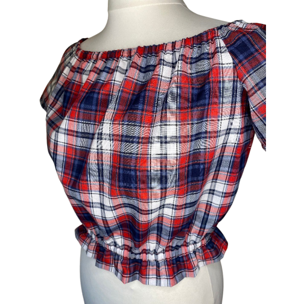 Blue and Red Tartan Top size S - Image 7