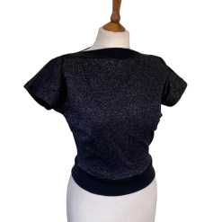 BLACK & SILVER LUREX polo